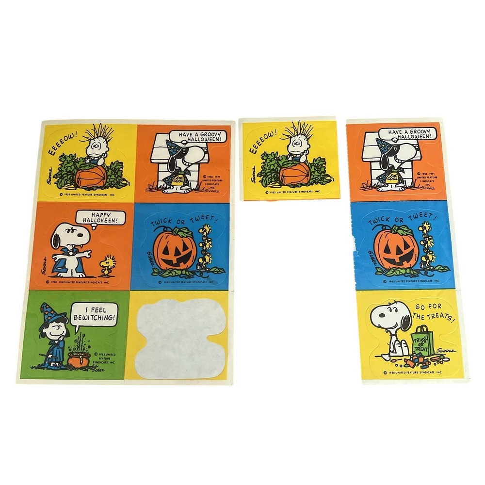 Vintage 70s Ambassador Halloween Snoopy Peanuts Trick Or Treat Sticker Sheet